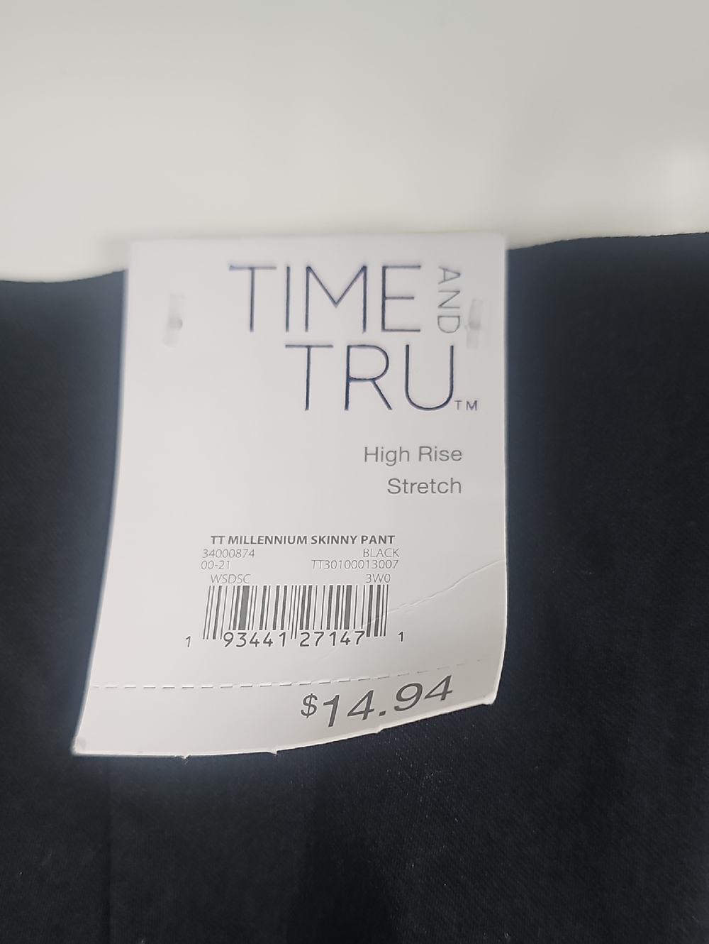 Time and Tru Black High Rise Skinny Pant